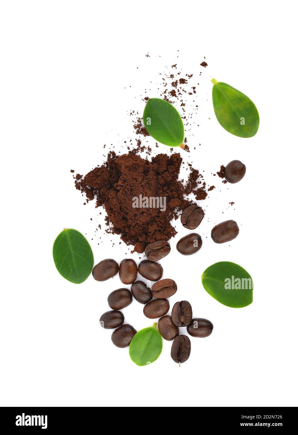 Top view of roasted coffee beans isolated in white background Stock ...