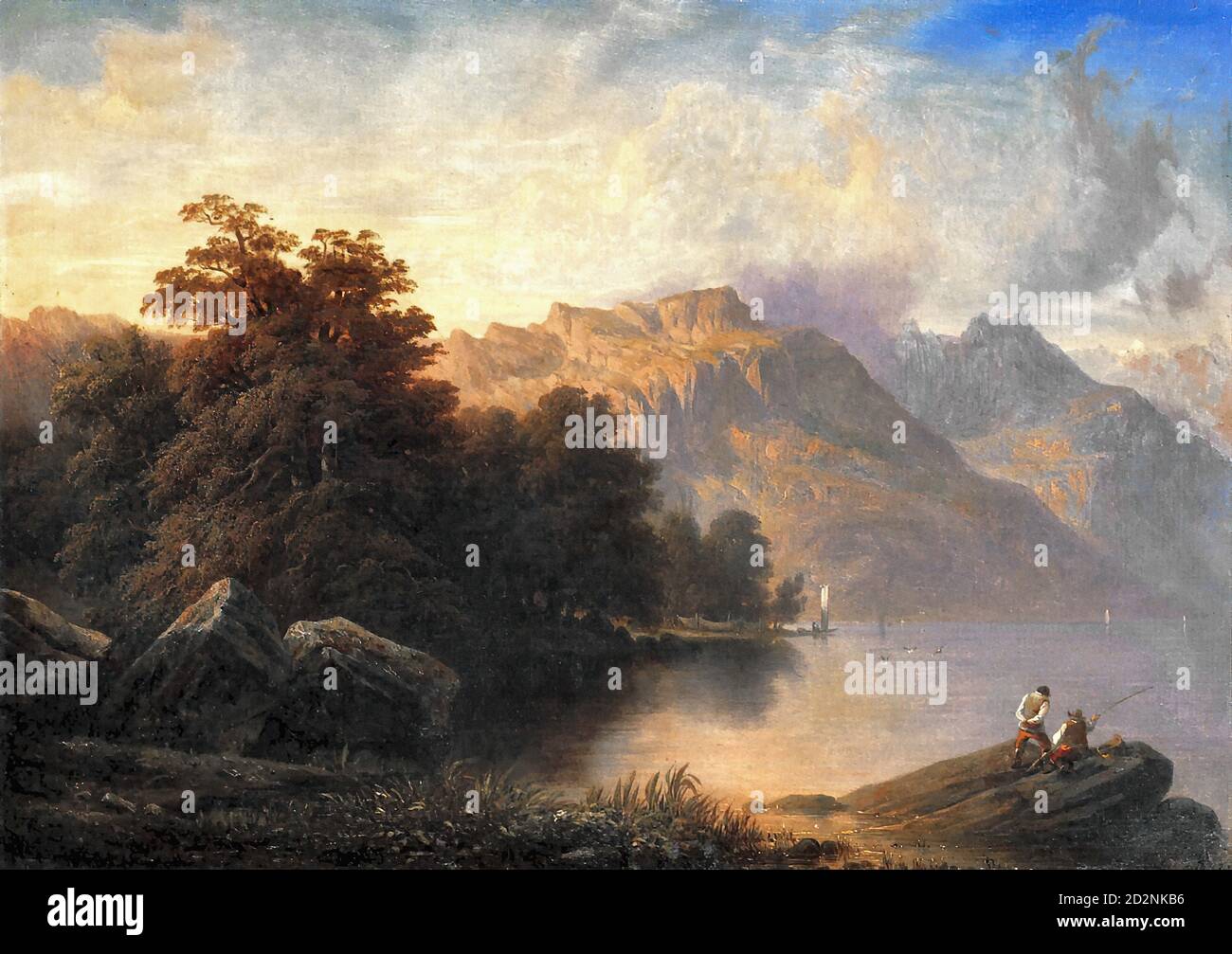Diday François - a Swiss Lake Scene - Swiss School - 19th Century Stock ...