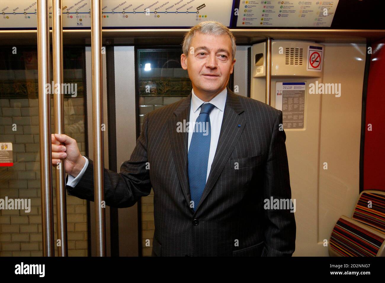 President of the city's RATP transport services Pierre Mongin inaugurates  the new MF2000 metro at Porte de Versailles subway station in Paris June  10, 2008. The Paris RATP urban rail transport will