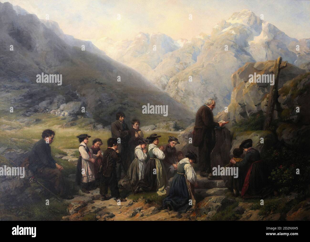 Ritz Rafael - Sunday Ceremony on the Sanetsch Pass - Swiss School - 19th  Century Stock Photo