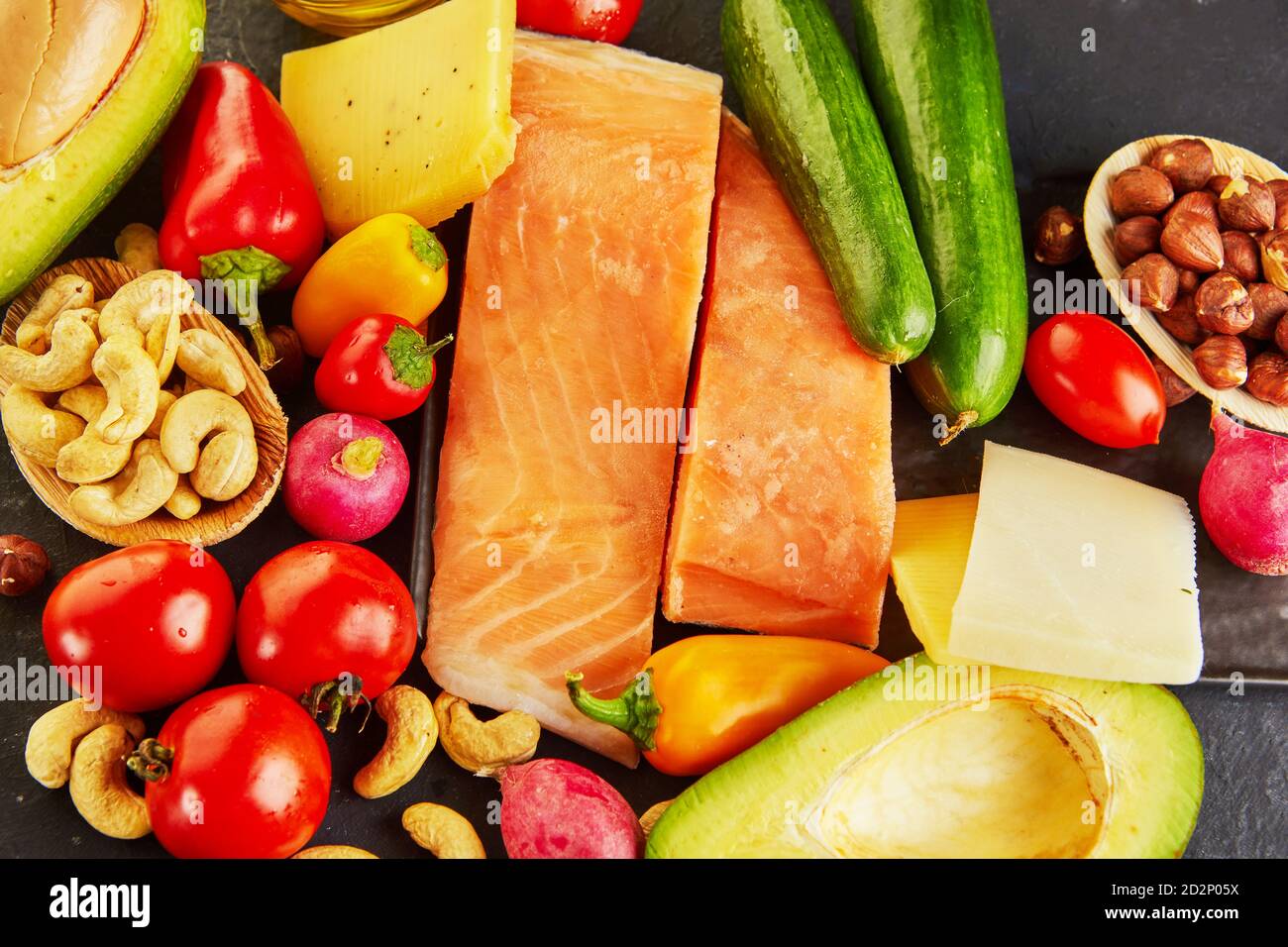 Ketogenic diet concept. Low carb keto diet food set. Green vegetables