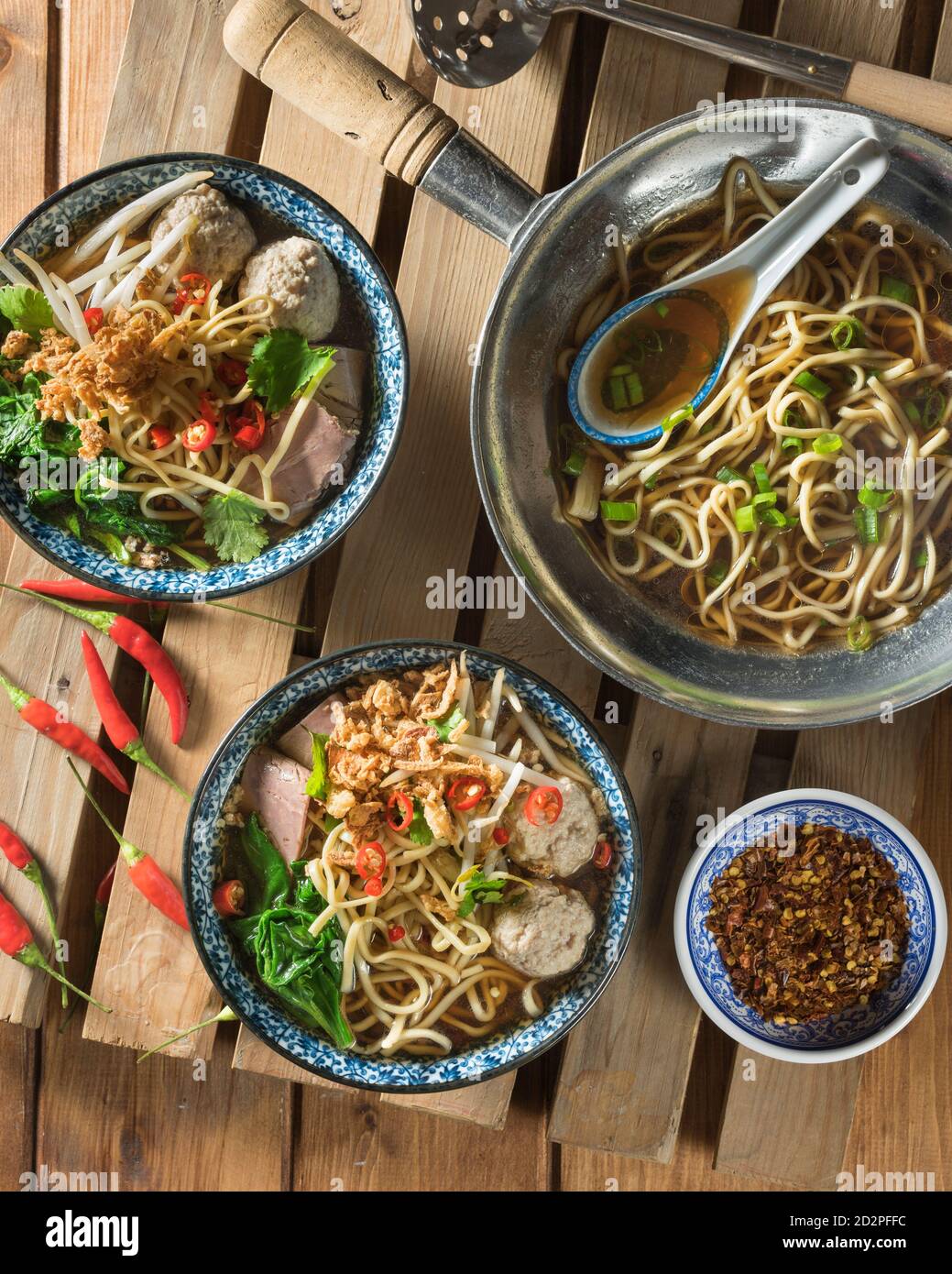Thai boat noodles. Thailand Food Stock Photo