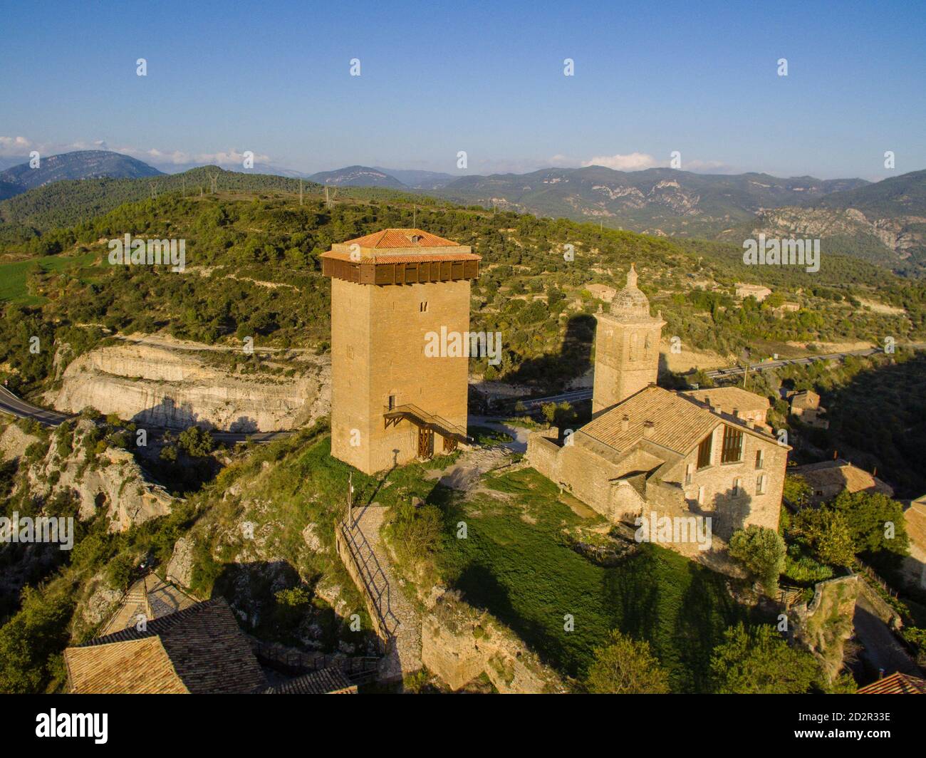 Torre de Abizanda,  Bien de Interés Cultural , comarca de Sobrarbe, provincia de Huesca, cordillera de los Pirineos, Spain Stock Photo