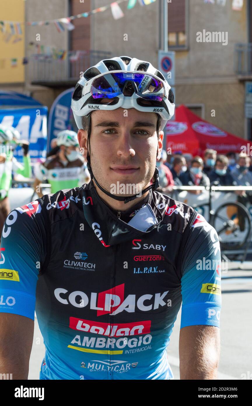 Oggiono (Lc, Italy. 4th Oct, 2020. oggiono (lc), Italy, 04 Oct 2020, Luca Rastelli (ITA)(Team Colpack Ballan) - present at start of Piccolo Giro di Lombardia 2020 during Il Piccolo Lombardia - Under 23 - Street Cycling - Credit: LM/Antonino Caldarella Credit: Antonino Caldarella/LPS/ZUMA Wire/Alamy Live News Stock Photo