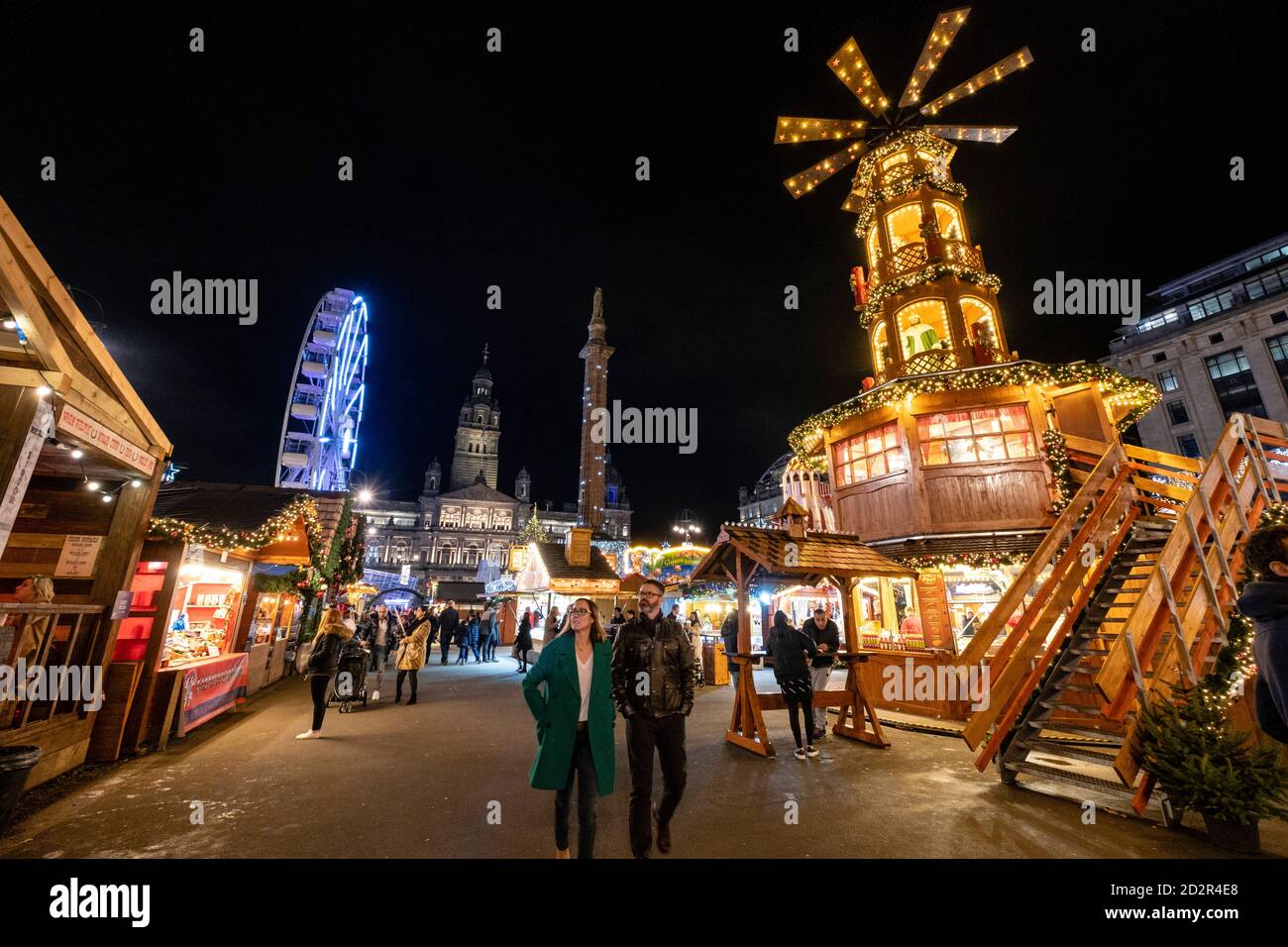 Mercado de Navidad de George Square, Glasgow,lowands, Reino Unido Stock Photo
