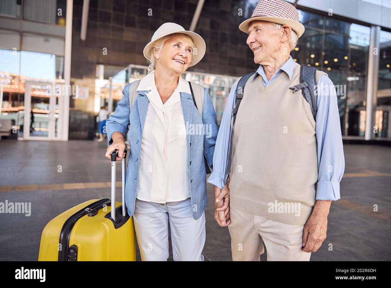 Two loving aged people looking at each other Stock Photo
