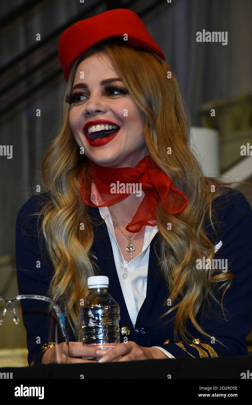 MEXICO CITY, MEXICO - OCTOBER 5:Diana Motta speaks during   ‘A Oscuras me da Risa’ press conference at Aldama Theatre on October 5, 2020 in Mexico City, Mexico. Credit: Carlos Tischler/Eyepix Group/The Photo Access Stock Photo