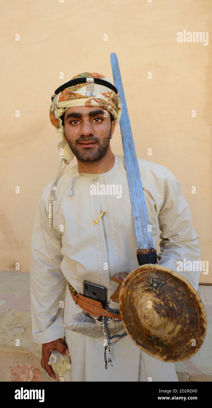 Traditional Omani sword dance in Nizwa fort, Oman Stock Photo Alamy