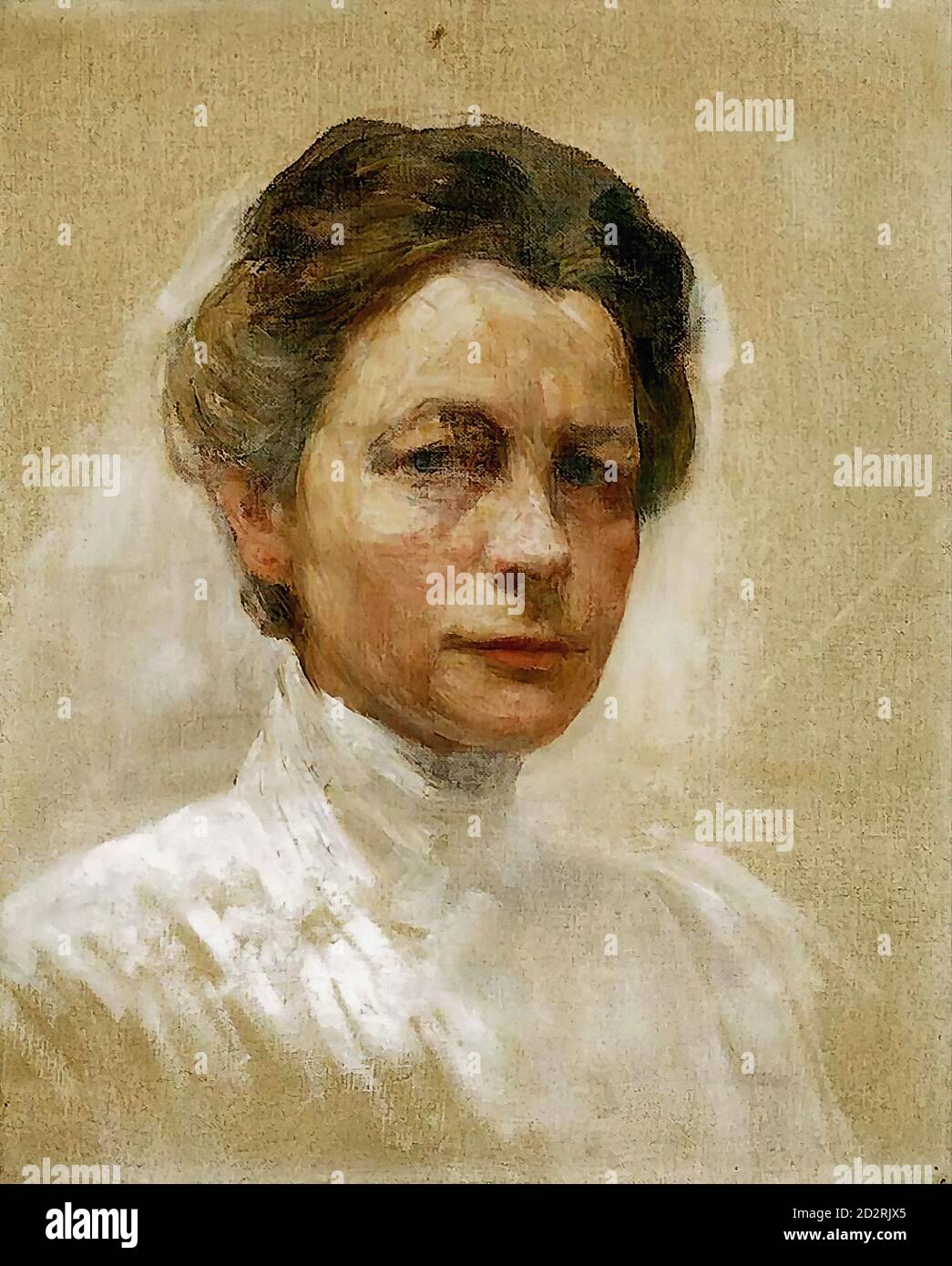 Kobilca Ivana - Self Portrait in White - Czech Republic and Slovakia School - 19th  Century Stock Photo