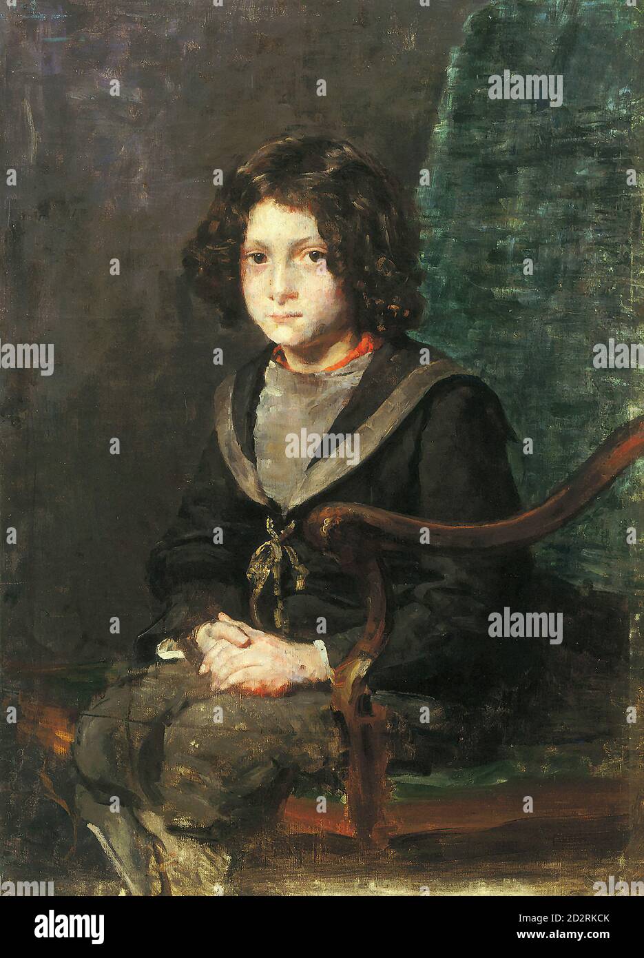 Kobilca Ivana - Portrait of a Child - Czech Republic and Slovakia School - 19th  Century Stock Photo
