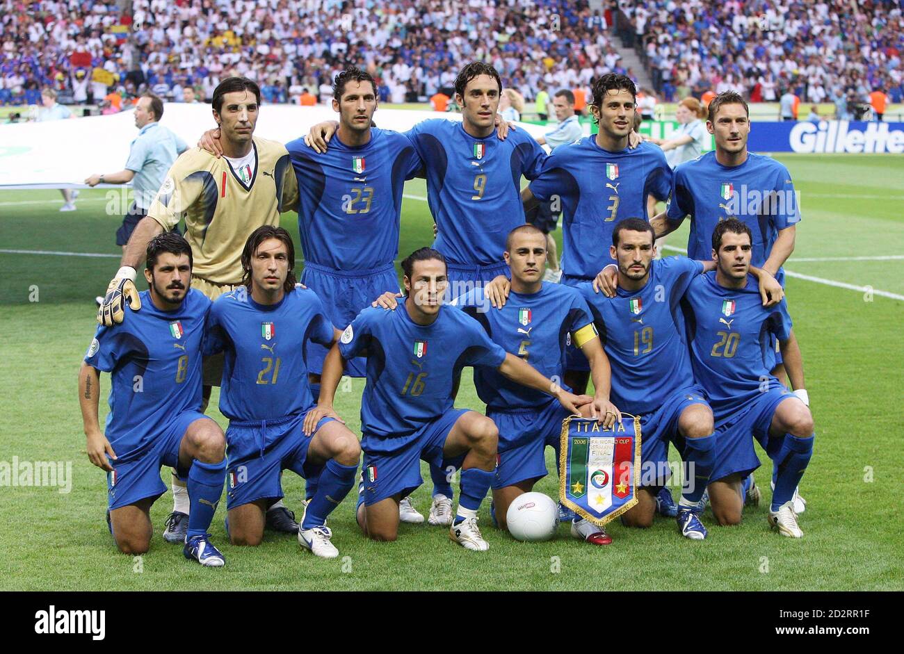 wallpapers Italy Soccer Team 2006 https www alamy com italy national soccer team players pose for a team photo before their world cup 2006 final soccer match against france in berlin july 9 2006 back row from left gianluigi buffon marco materazzi luca toni fabio grosso and francesco totti front row from left gennaro gattuso andrea pirlo mauro camoranesi fabio cannavaro gianluca zambrotta and simone perrotta fifa restriction no mobile use reutersmichael dalder germany image380380379 html