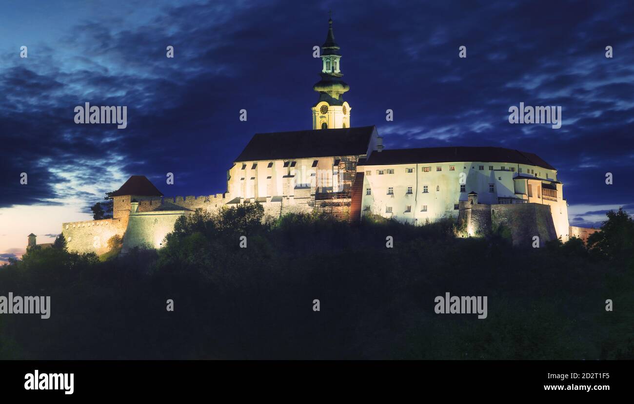 Slovakia, Nitra castle at night Stock Photo