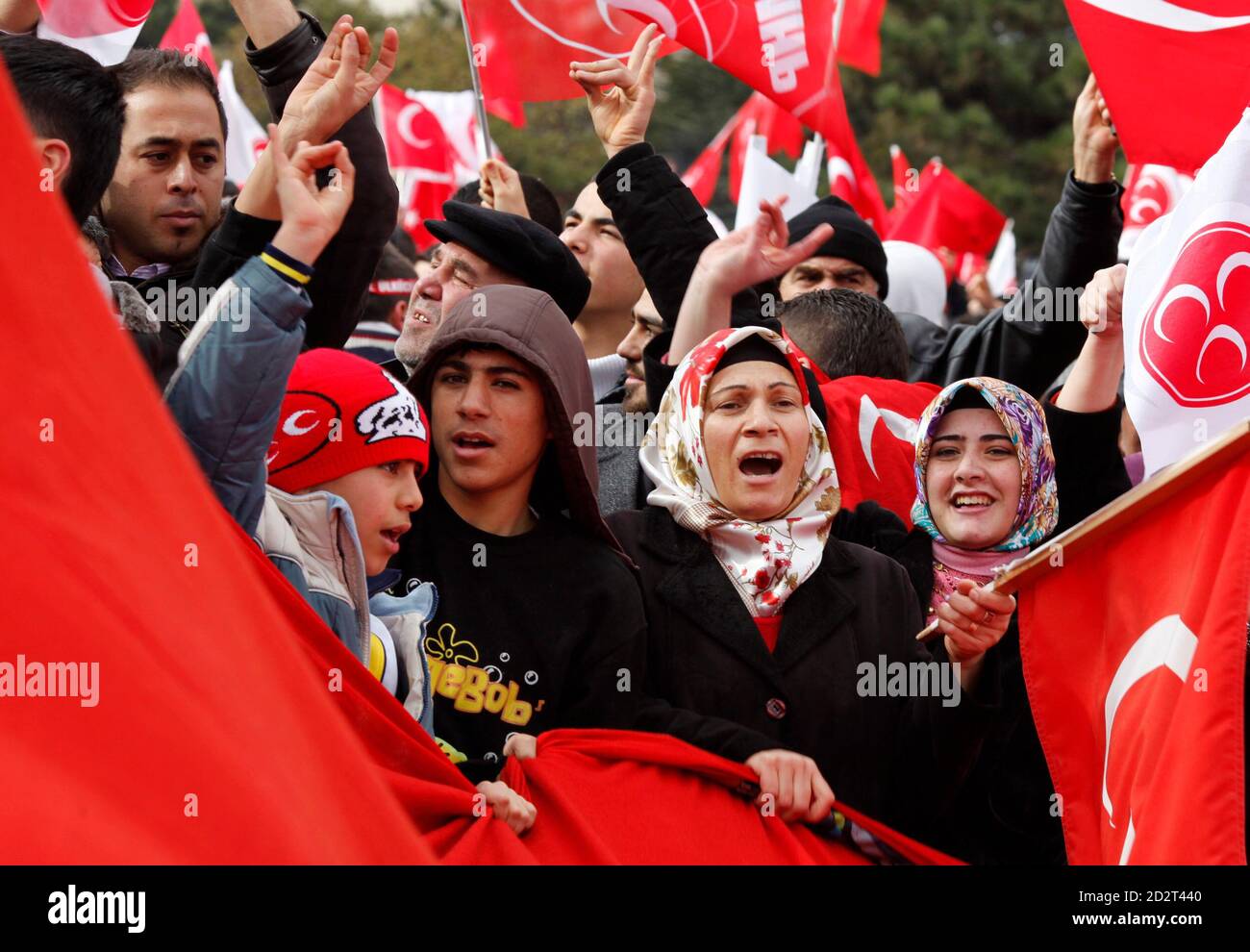 Supporters Of The Nationalist Movement Party Mhp Wave National And Party Flags And Shout Slogans During A Brotherhood Rally In Ankara December 13 2009 Thousands Of Turkish Nationalists Gathered In The Turkish