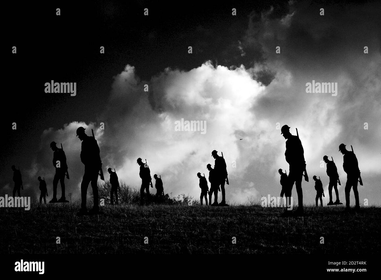 First World War memorial silhouettes Stock Photo