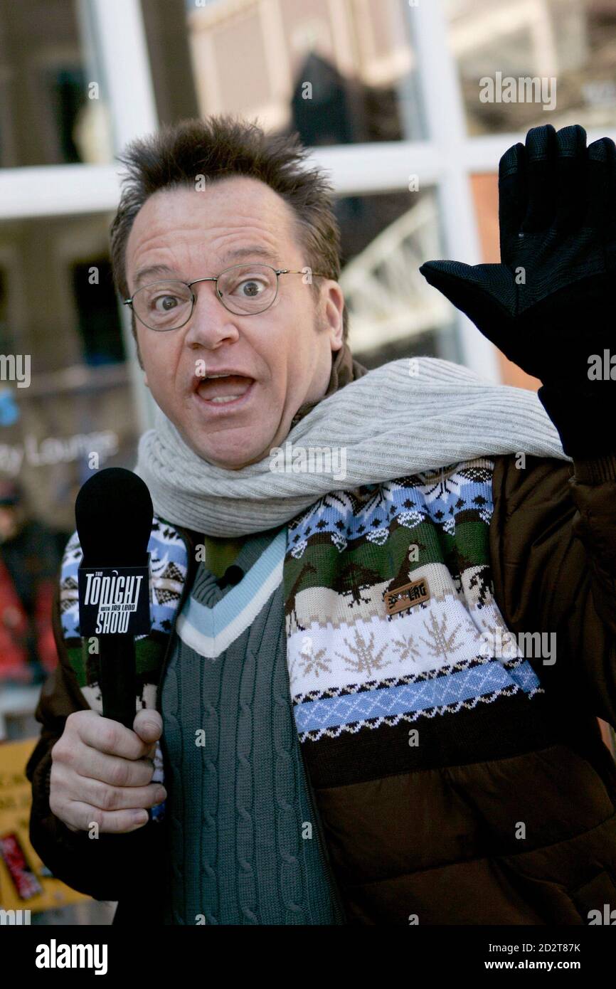 Actor Tom Arnold films a TV spot for The Tonight Show at the Village at the  Lift at the 2007 Sundance Film Festival in Park City, Utah January 20,  2007. The festival,