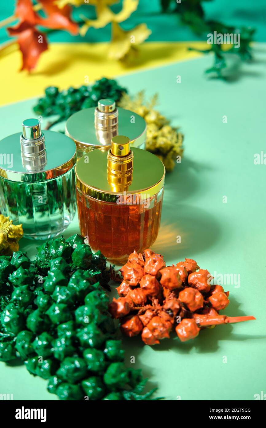 Premium Photo  Several perfume bottles with intricate designs and