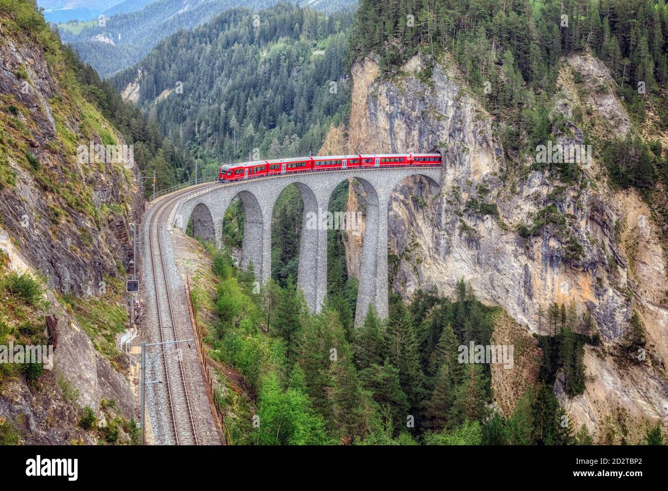 Landwasser Viaduct, Filisur, Grisons, Switzerland, Europe Stock Photo
