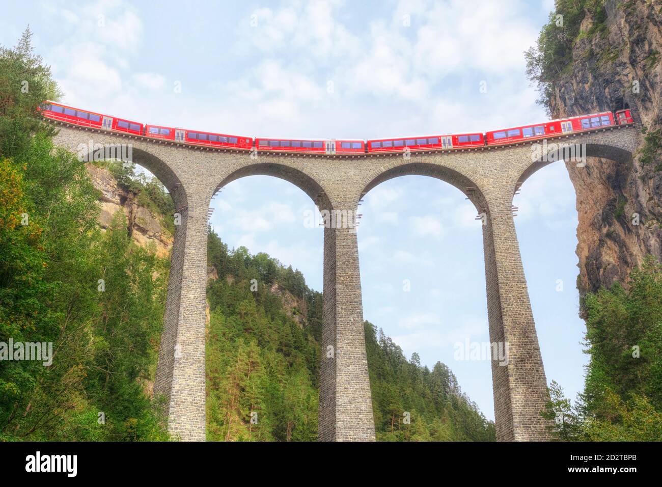Landwasser Viaduct, Filisur, Grisons, Switzerland, Europe Stock Photo