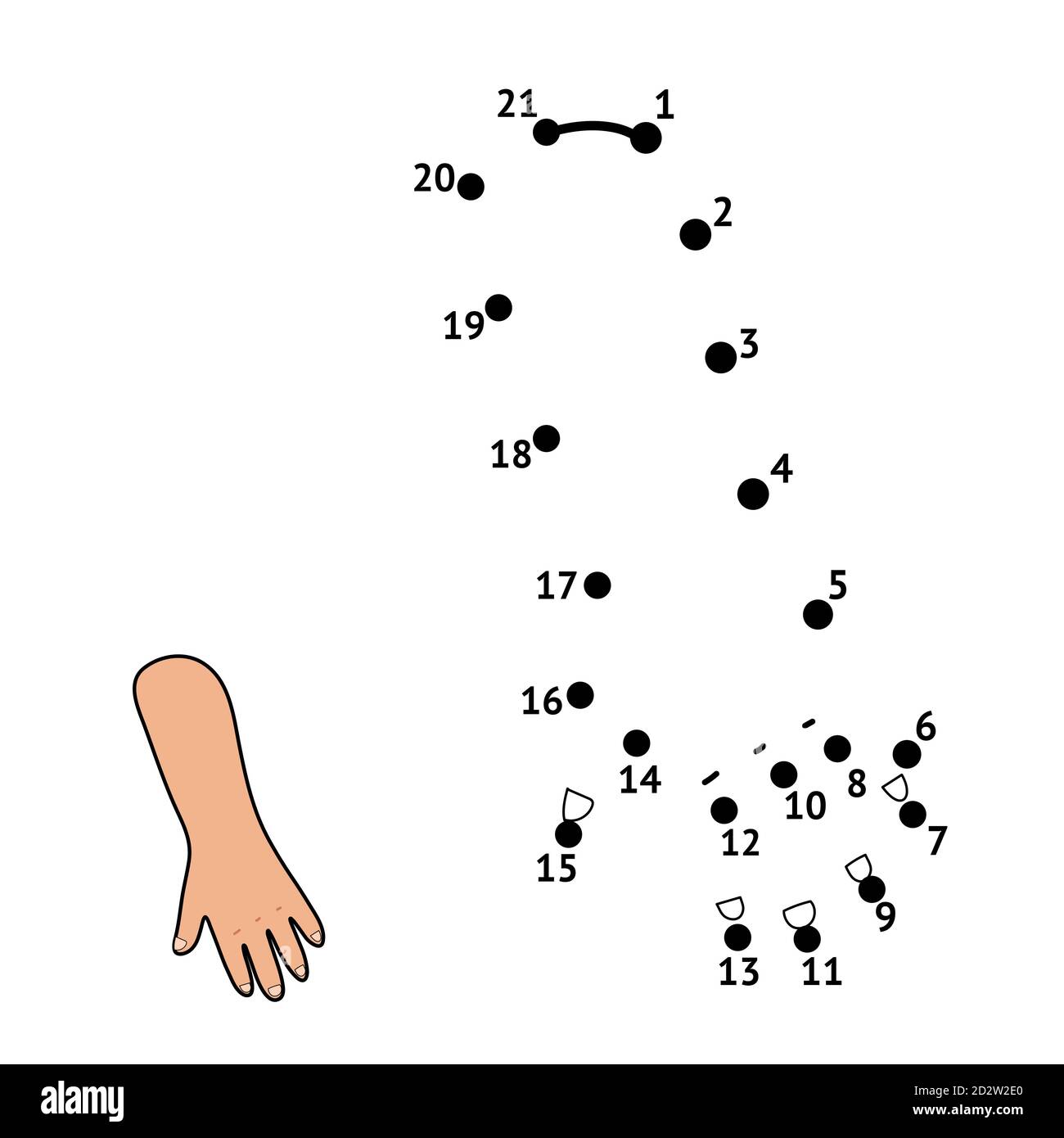 Dot To Dot Game For Kids Connect The Dots And Draw A Hand Stock Vector