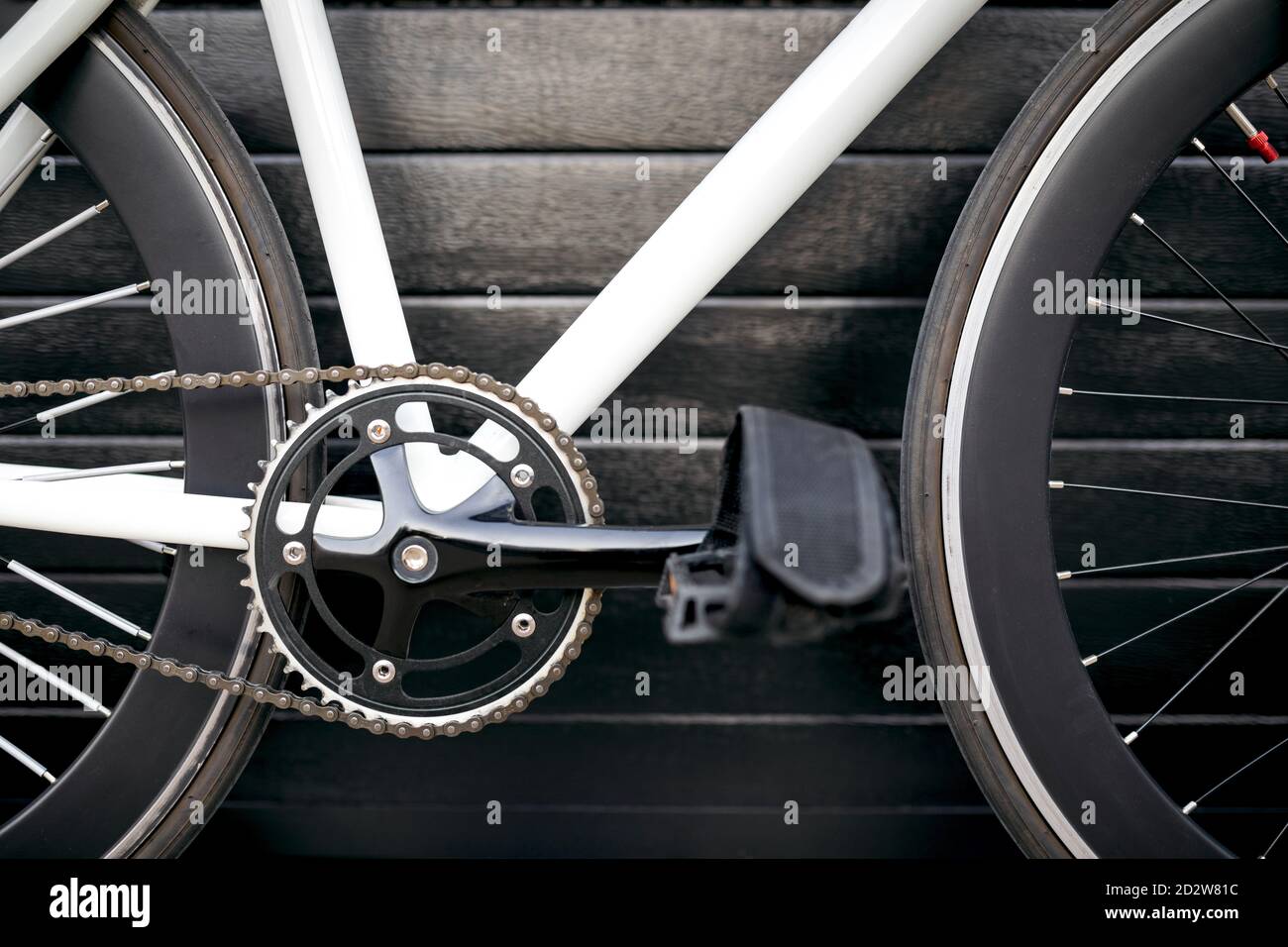 Cropped closeup of modern pedal bicycle Stock Photo