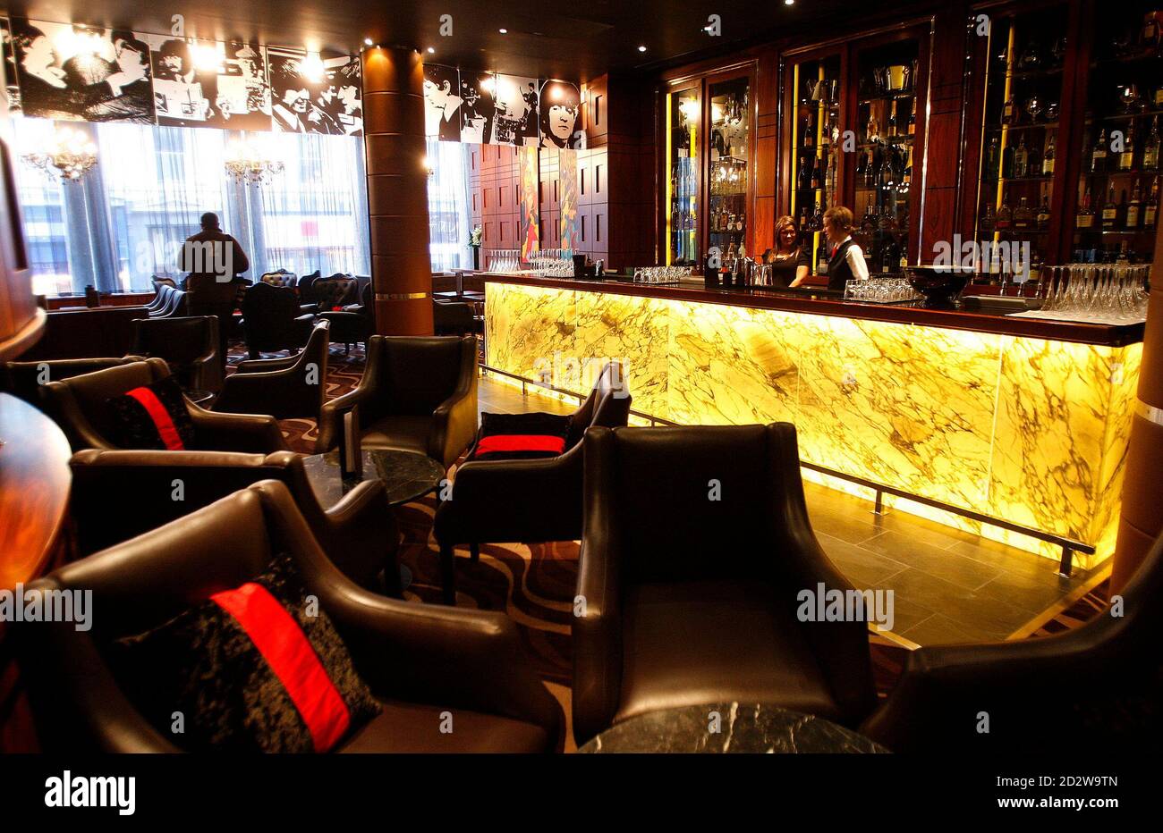 A view of "Bar Four" in the newly opened Hard Days Night Hotel in Liverpool,  northern England February 1, 2008. The four-star, 110-room Beatles-themed  hotel opened its doors to public on Saturday