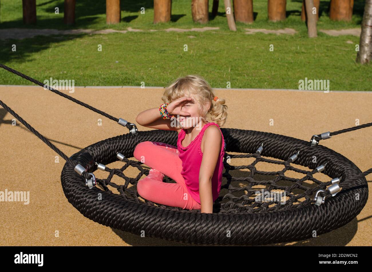 happy childhood on the playground Stock Photo
