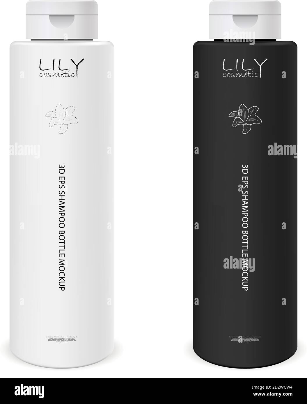 Download Set Of Realistic Cosmetic Products Shampoo Bottles Mockup Templates In Black And White Color With White Lids 3d Vector Illustration With Sample Logo Stock Vector Image Art Alamy