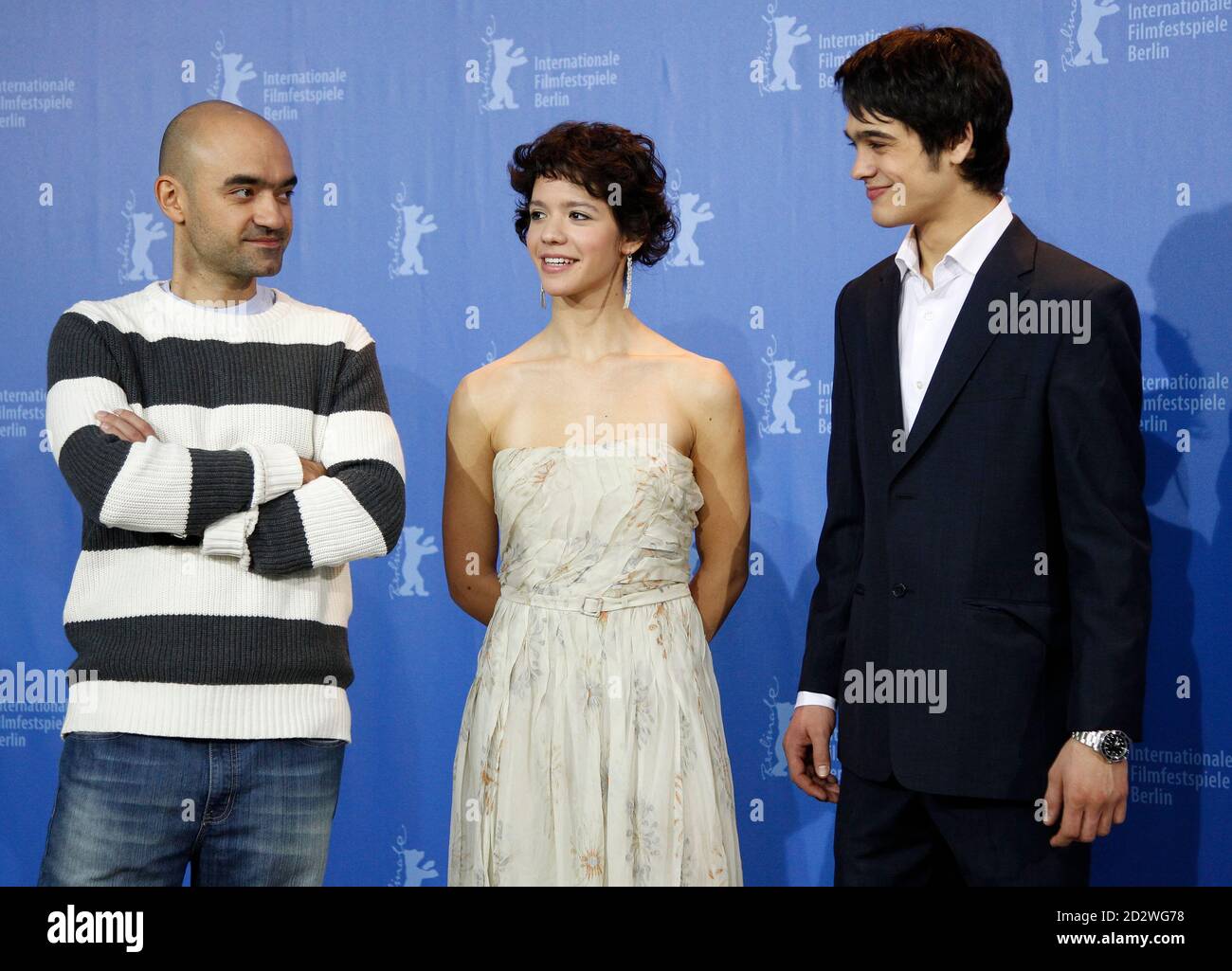 Romanian Director Florin Serban Actors Ada Condeescu And George Pistereanu Pose For Pictures As They Promote Their Movie If I Want To Whistle I Whistle At The 60th Berlinale International Film Festival