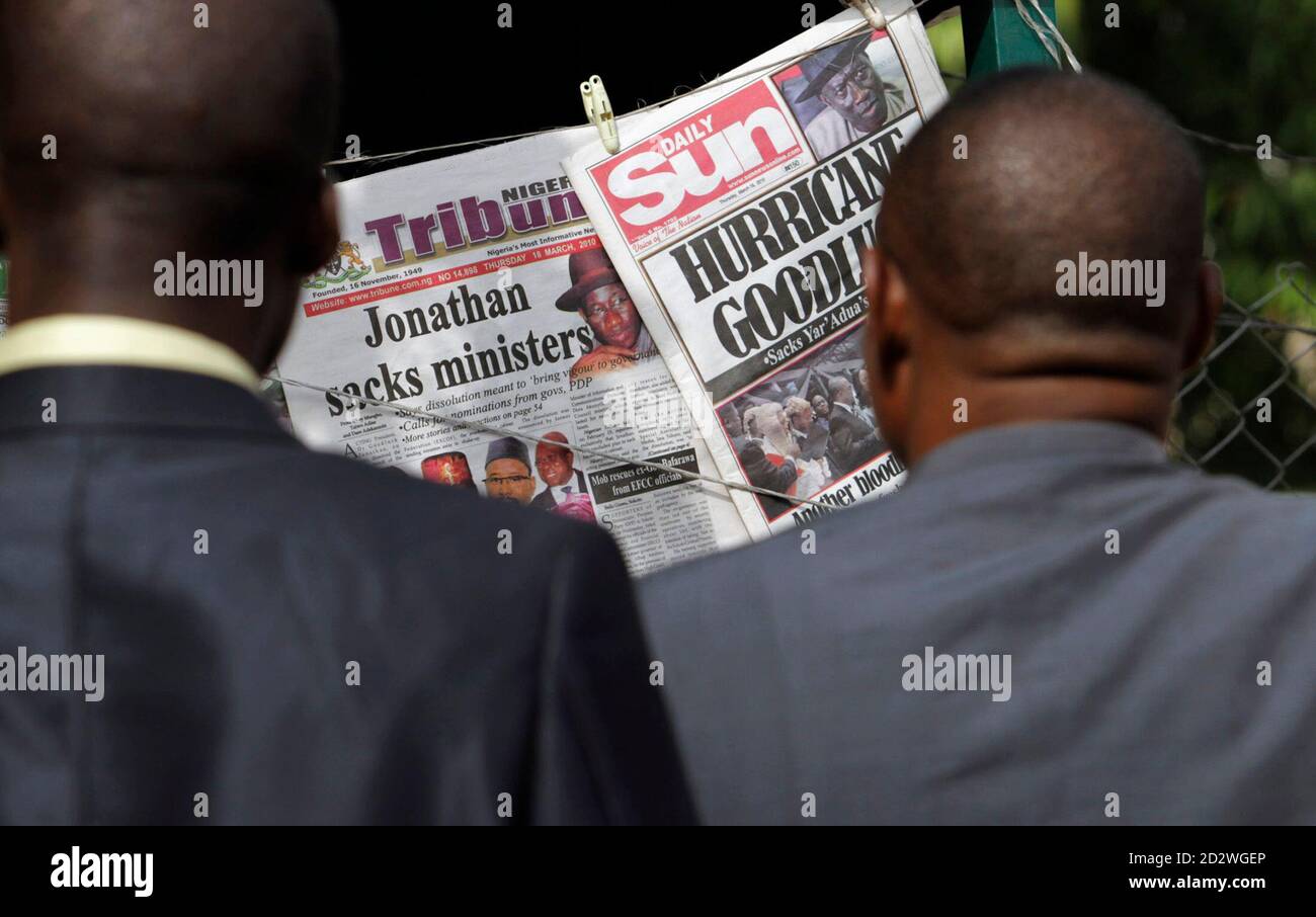 Men Read Newspaper Headlines At A Vendor S Stand In Nigeria S Capital Territory Abuja March 18 10 Nigeria S Acting President Goodluck Jonathan Will Send A List Of Ministerial Nominees For Senate Approval By Men Read Newspaper Headlines At A Vendor S Stand In Nigeria S Capital Territory Abuja March 18 10 Nigeria S Acting President Goodluck Jonathan Will Send A List Of Ministerial Nominees For Senate Approval By