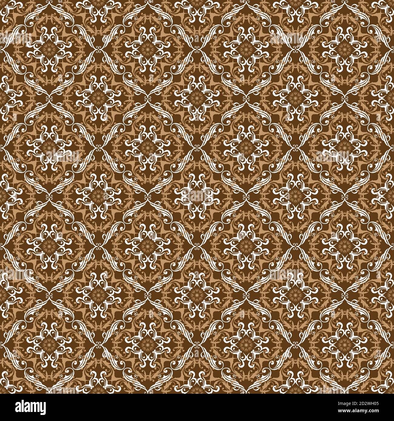 Traditional Java batik with simple flower pattern and seamless mocca ...