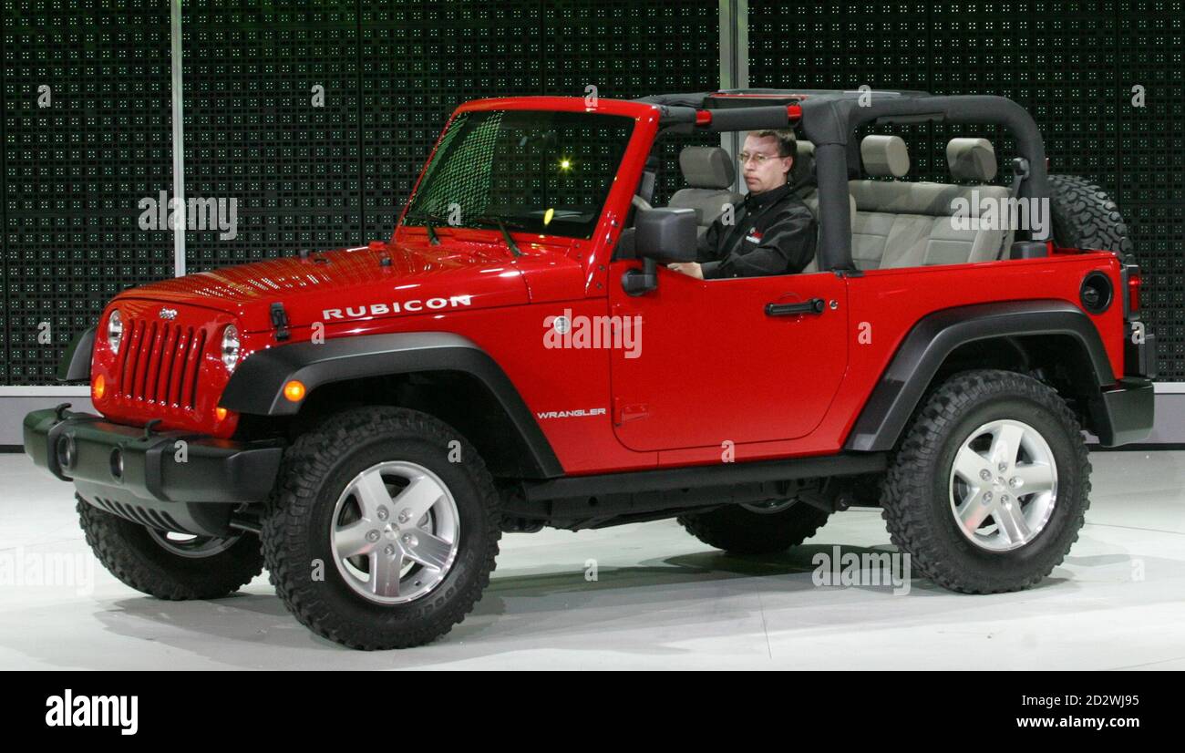The new 2007 Jeep Wrangler Rubicon is unveiled at the press preview of the  North American International Auto Show in Detroit, Michigan January 9,  2006. DaimlerChrysler boosted global car sales  percent