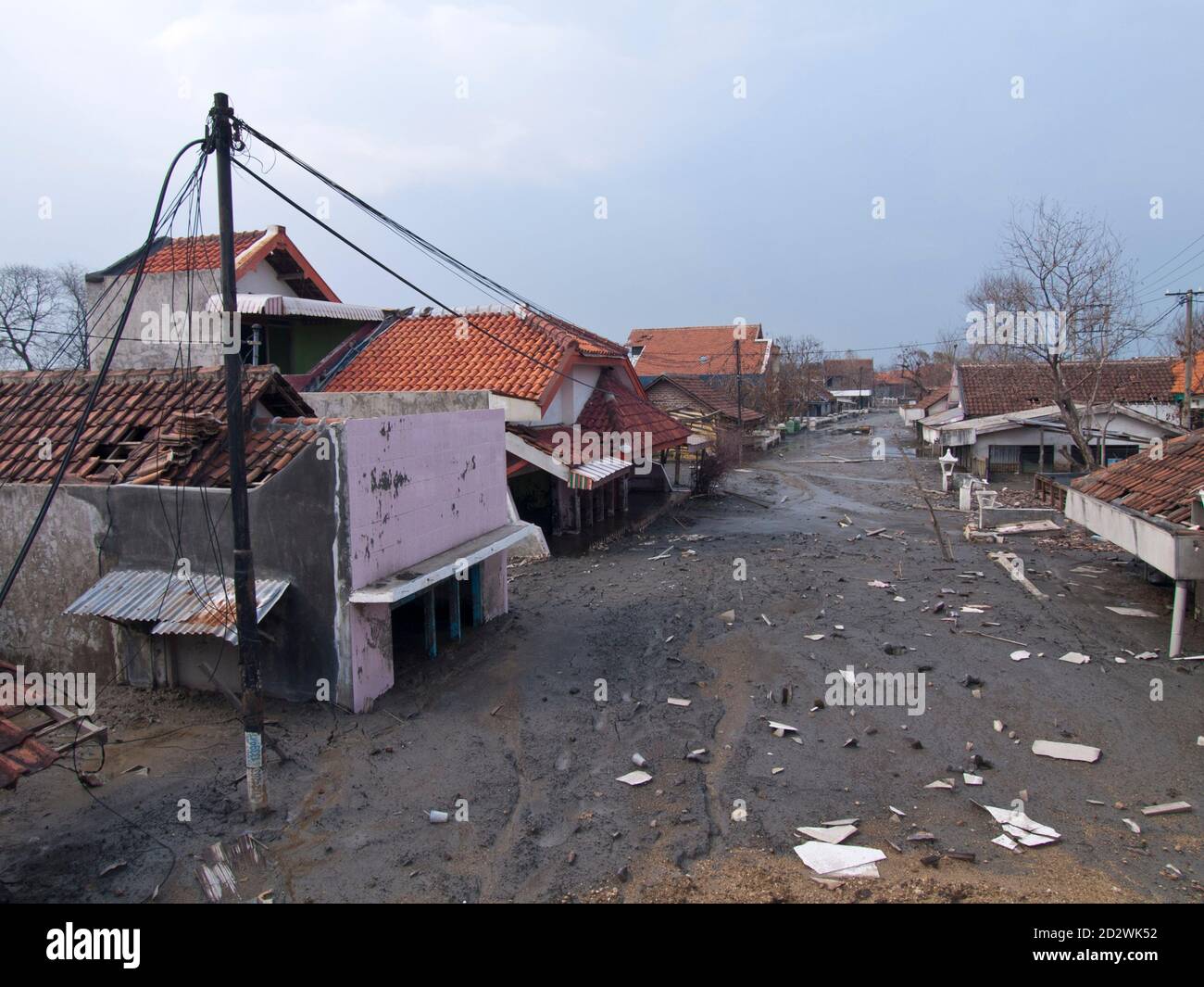 SIRING, SURABAYA, JAVA, INDONESIA - FEB 22, 2007: A mudflow destroyed the village of Siring near Surabaya, Java, Indonesia . Stock Photo