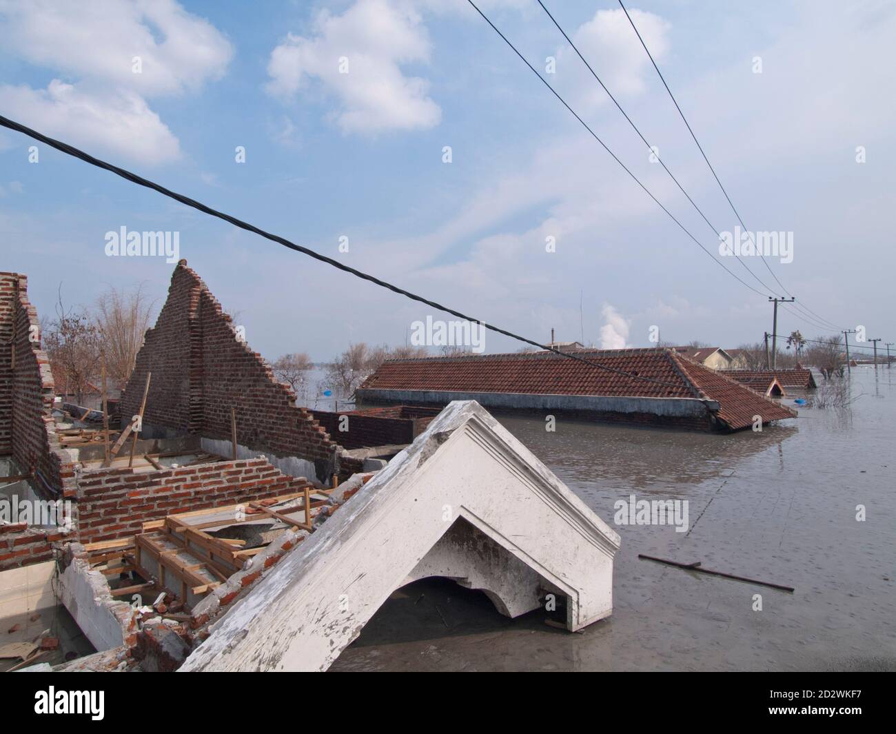 SIRING, SURABAYA, JAVA, INDONESIA - FEB 22, 2007: A Mudflow destroyed the village of Siring near Surabaya, Java, Indonesia . Stock Photo