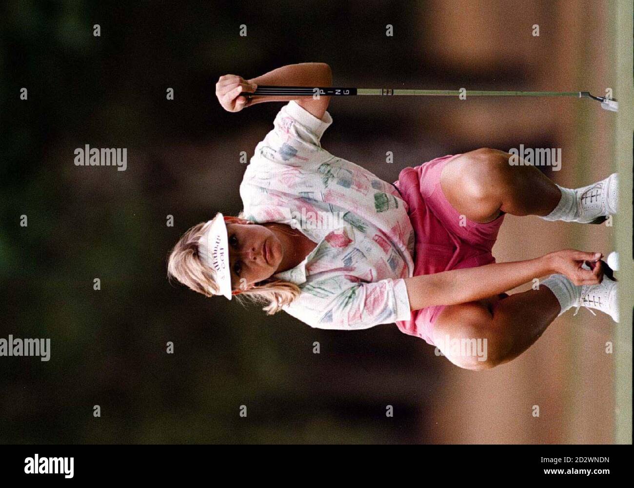 Lotta Neumann sizes up a putt on the 16th green during her match at the Women's Open Golf at Woburn today ( Thursday).Neumann went on to become the overnight leader. Stock Photo