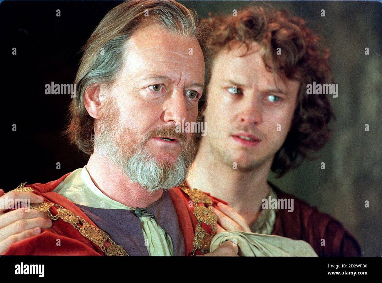 (L-R) Ronald Pickup as King Henry IV with Jonathon Firth as Hal, at a London photocall to for the BBC's new adaptation of Shakespeare's Henry IV. The play, which has been adatpted for TV by John Caird, wil be shown on BBC 2 at a date to be announced this autumn. Stock Photo