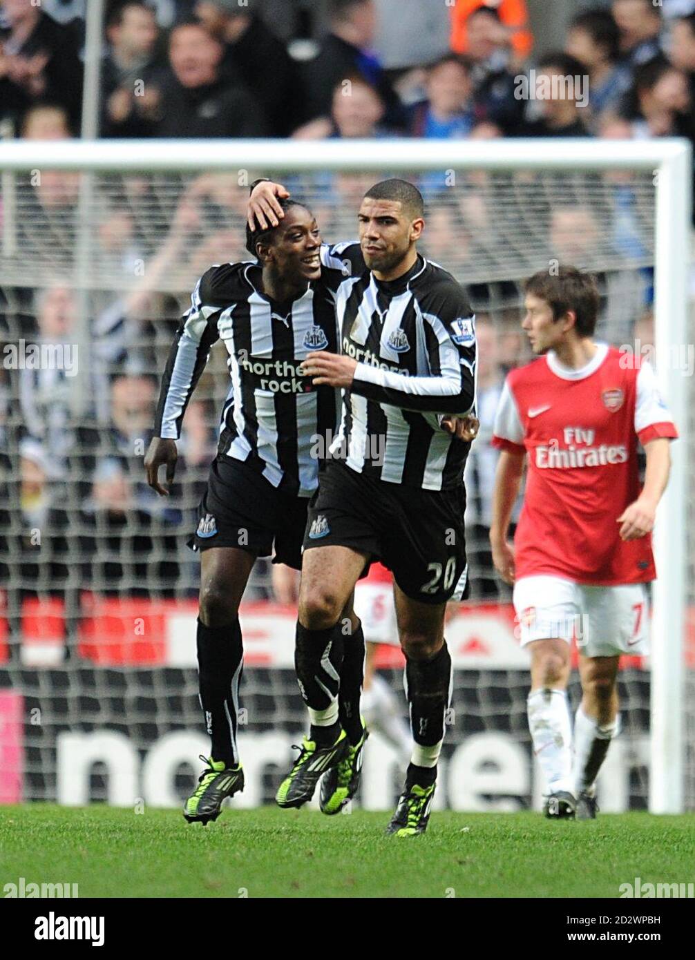 Newcastle United's Leon Best (right) celebrates after scoring their