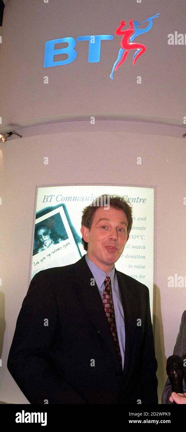 Labour leader Tony Blair visits the BT stand at the Brighton conference