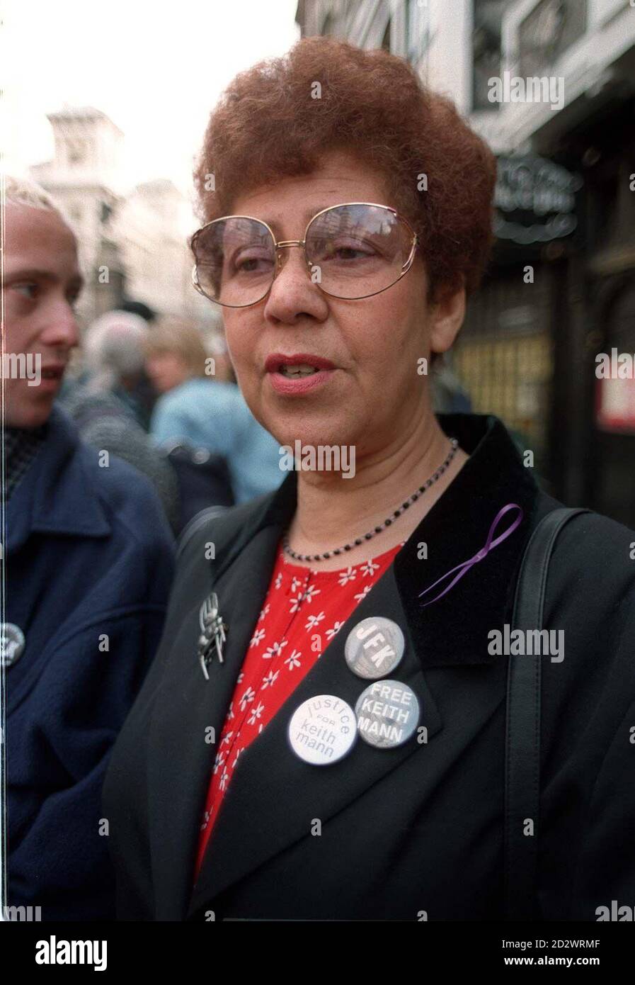 Mrs Doreen Mann outside the Appeal Court in London, where her son Keith had his fourteen year sentence reduced to eleven years. Animal rights campaigner Keith was sentenced in 1994 after a firebombing campaign. Stock Photo