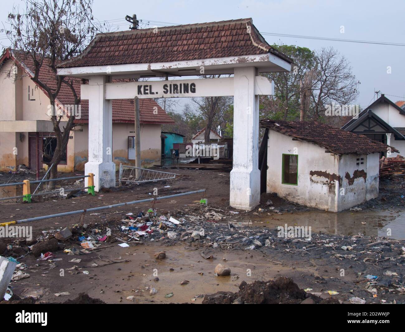 SIRING, SURABAYA, JAVA, INDONESIA - FEB 22, 2007: The gate of the destroyed village of Siring near Surabaya,  Java, Indonesia . Stock Photo