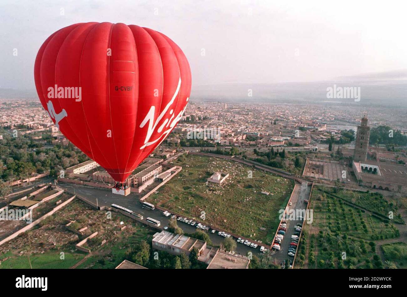 Richard branson one virgin balloon fleet floats over city marrakech hires stock photography and