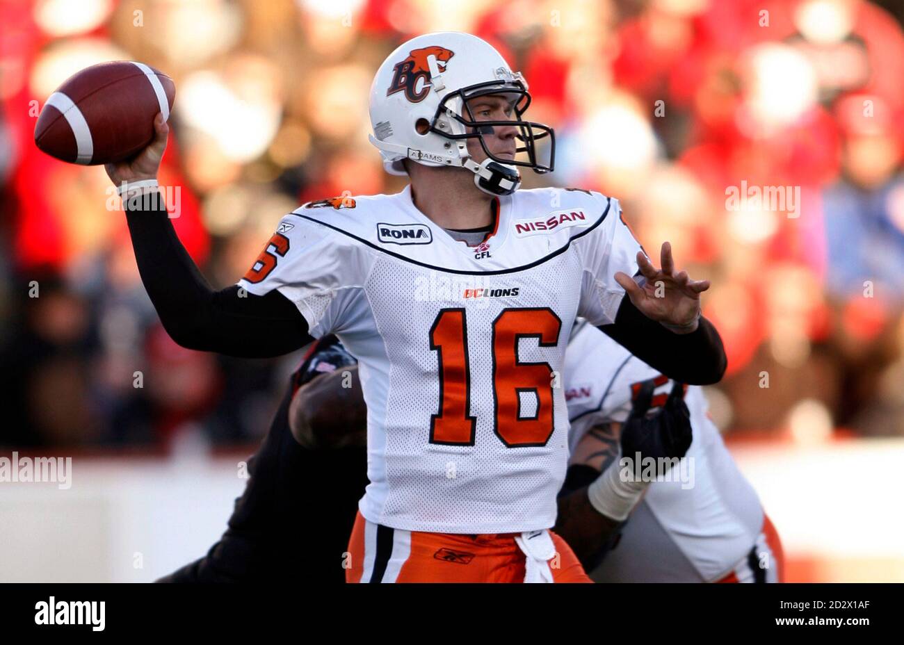 Bc Lions Quarterback Buck Pierce Throws A Pass Against The Calgary Stampeders During The First Half Of Their Cfl Western Final Football Game In Calgary Alberta November 15 2008 Reuters Todd Korol Canada