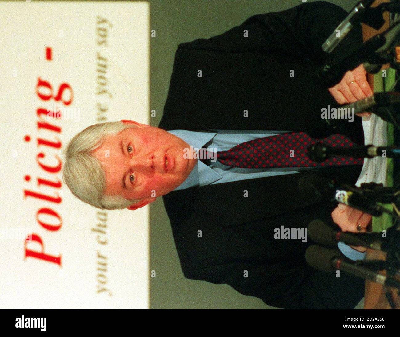 Chairman of the Northern Ireland Police Authority David Cook, giving his views of the Authority's on the policing policy in Northern Ireland. * 08/03/1996 Cook was sacked today by Secretary of State Sir Patrick Mayhew. Stock Photo