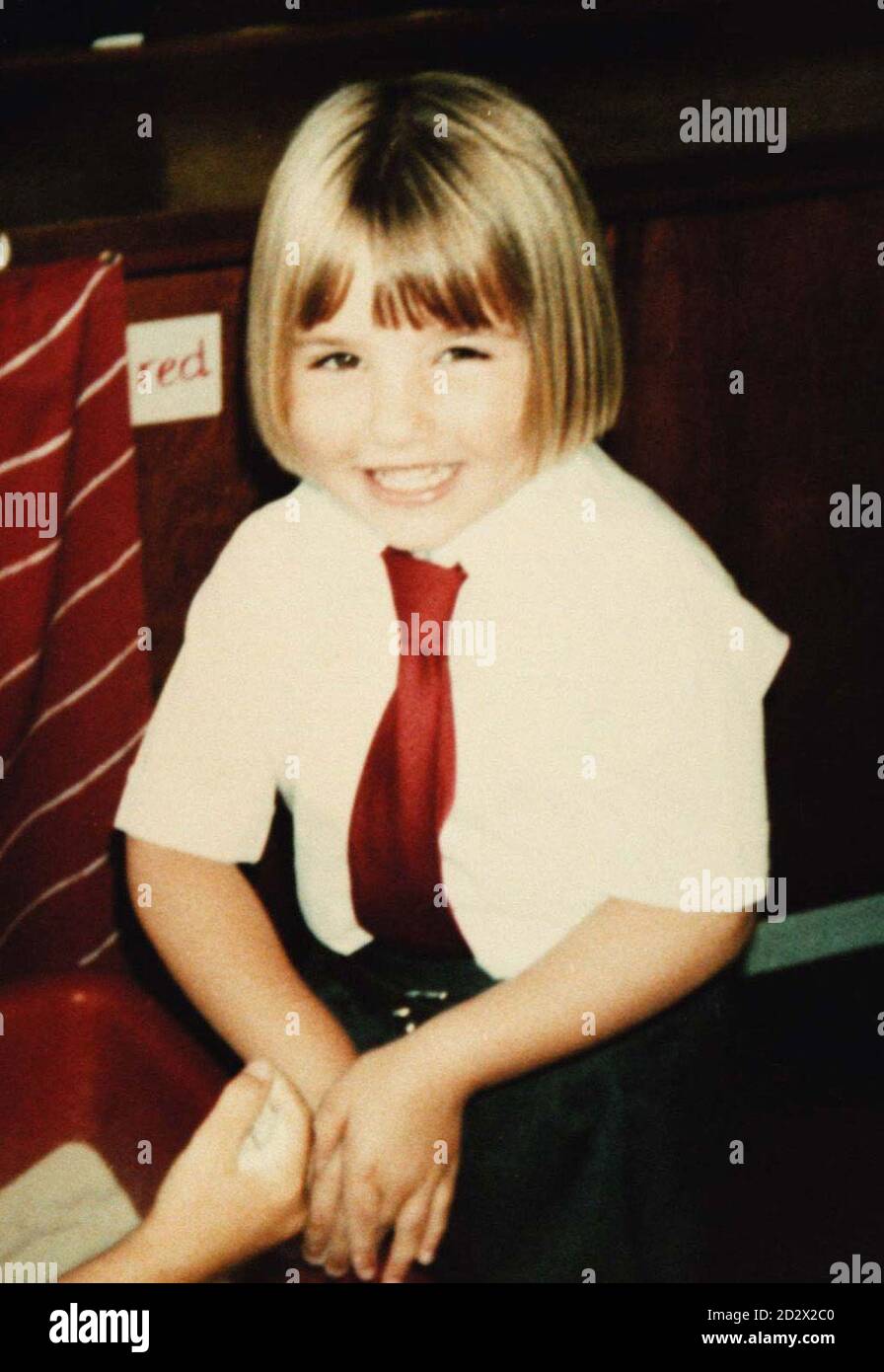 Amy Hutchinson (5) who was shot in the leg at last Wednesday's Dunblane Primary school shootings.   * 12/10/96: Amy's parents reacted furiously to the school project set for her in which she was asked to colour in a picture of a gun. Stirling District Council fully apologised for the worksheet. Stock Photo