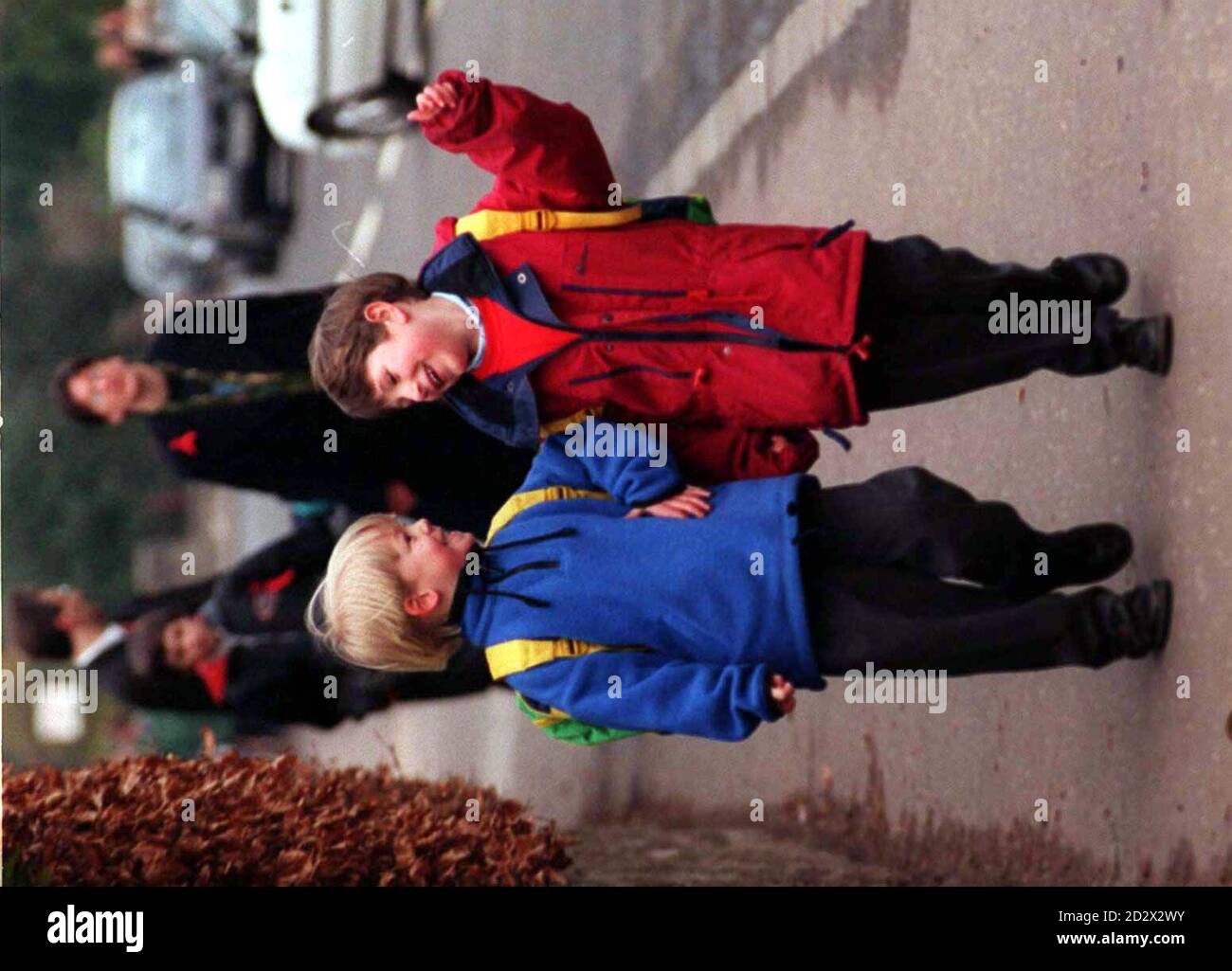 Children return to Dunblane Primary School today Friday 22/3/96 for the