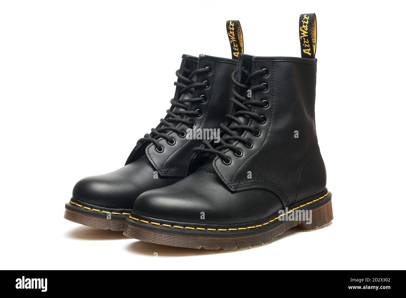 Carrara, Italy - October 07, 2020 - A pair of leather Dr. Martens Air boots on white Stock Photo - Alamy