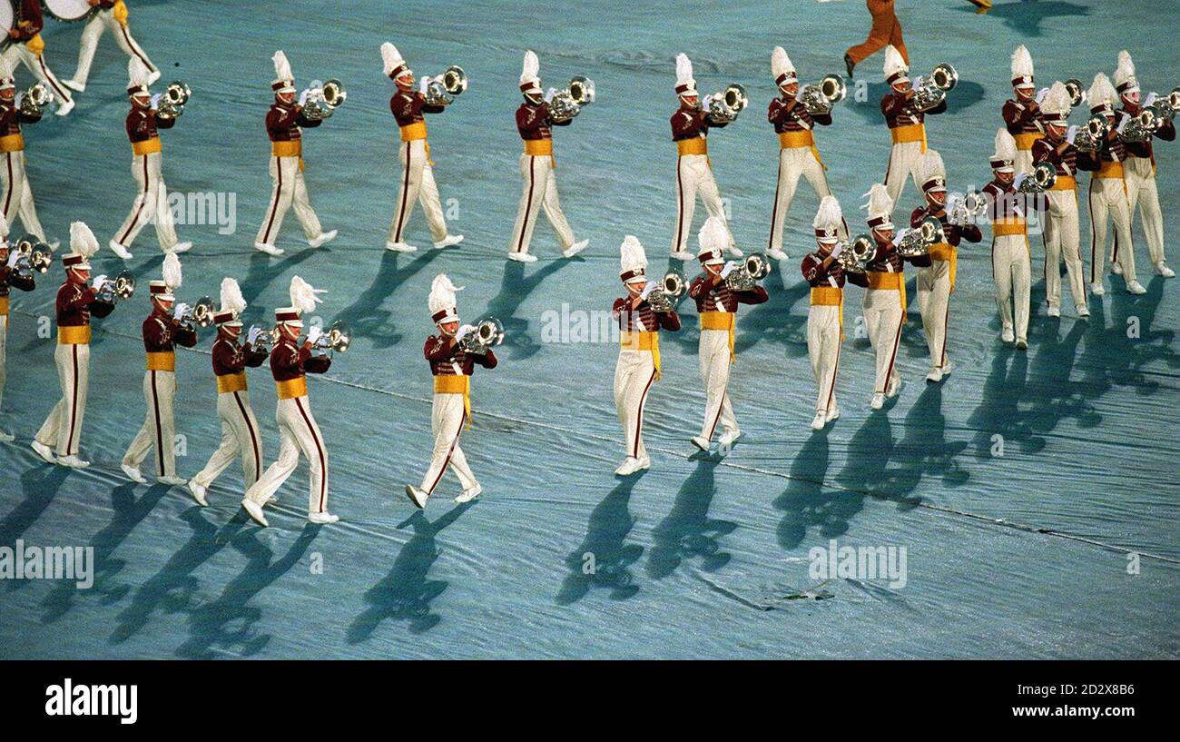 Members of the Cadets of Bergen County, the oldest drum and bugle corps