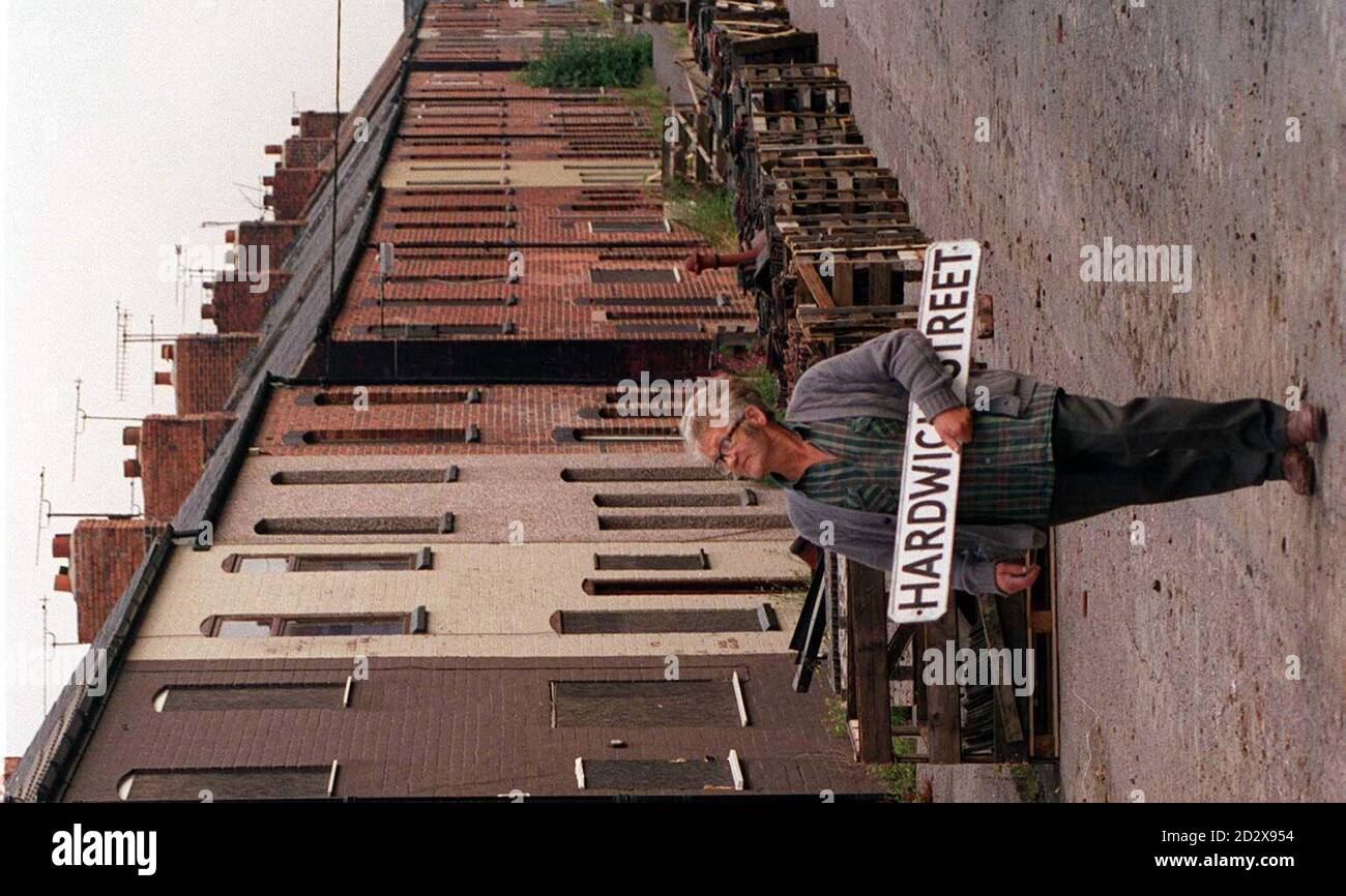 Terry dolby carries the hardwick street sign under his arm hi-res stock  photography and images - Alamy