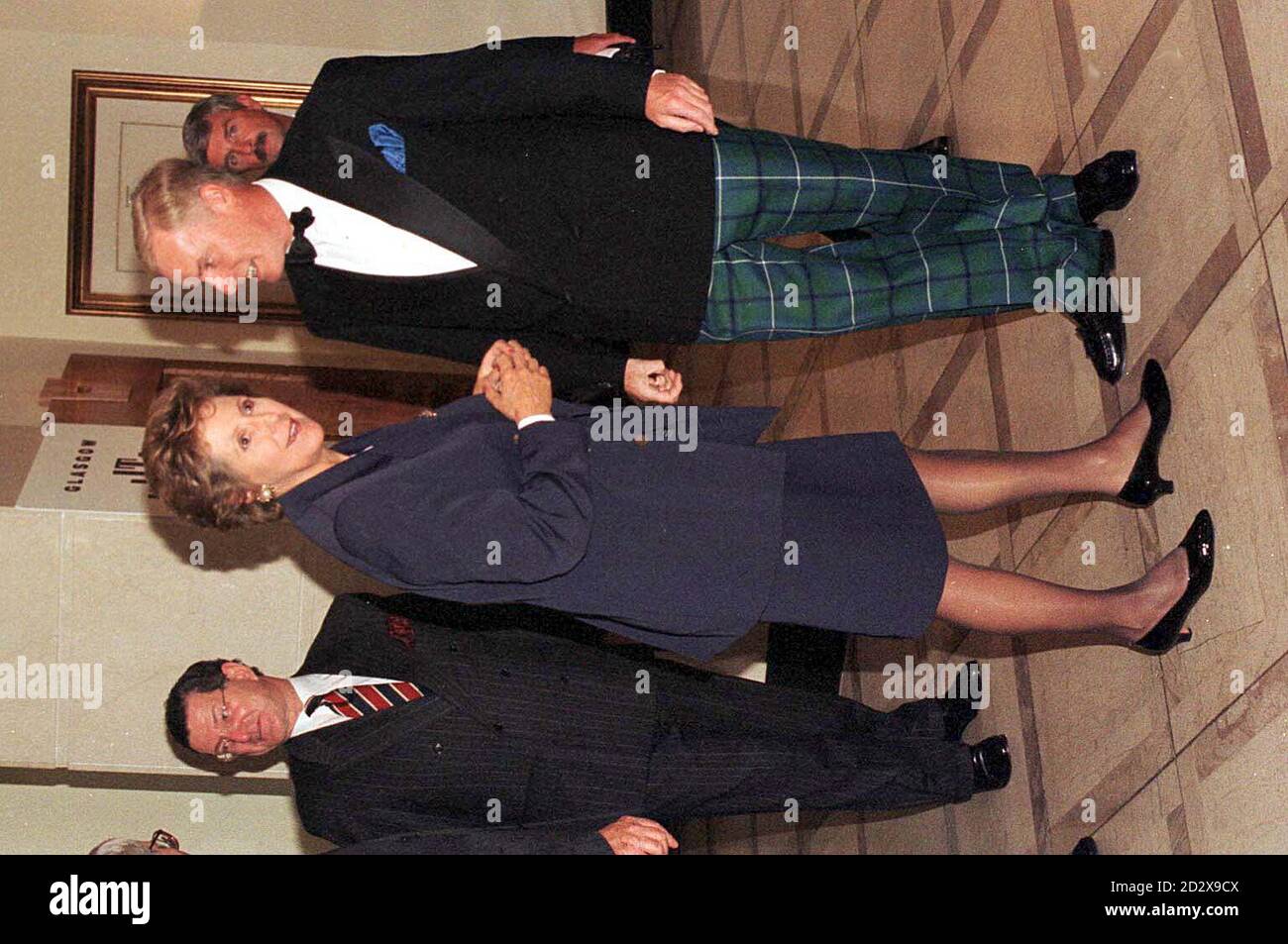 Norma Major with Sir Michael Hirst (right), Scottish Tory Chairman, after arriving at a Glasgow hotel tonight (Tuesday).John Major is due to make a speech at the hotel later.  Photo by Chris Bacon/PA. SEE PA STORY POLITIUCS Major. Stock Photo