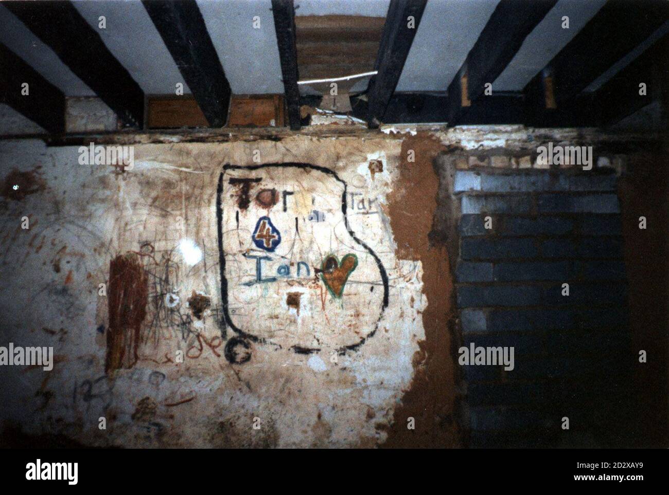 Undated interior view of the basement of 25 Cromwell Street - the  Gloucester home of serial killers Fred and Rose West. Work started at dawn  today (Monday) to pull down the most