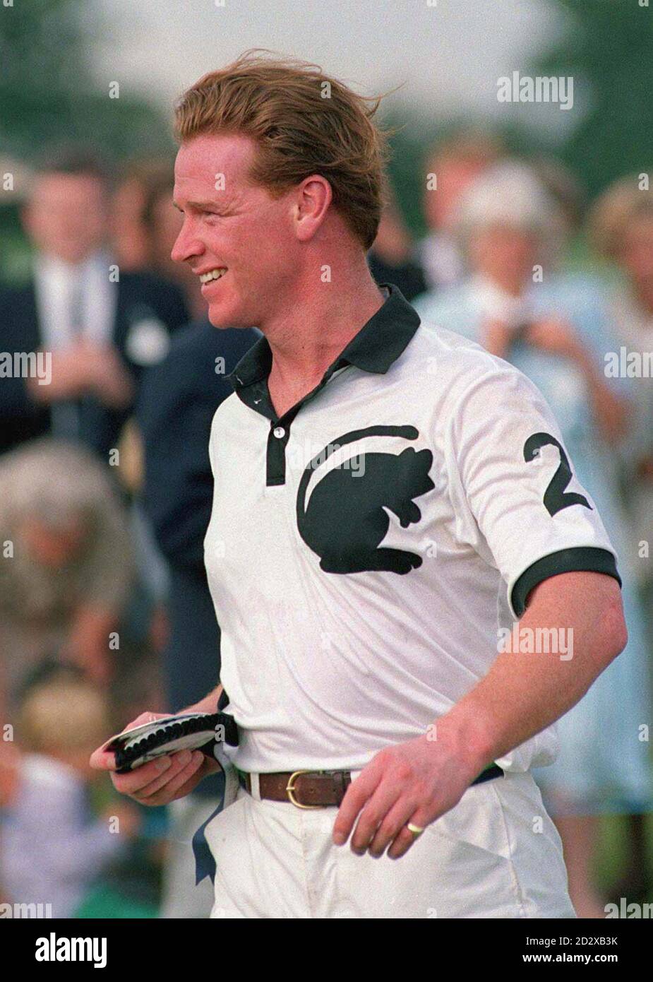 Major James Hewitt at the Royal Berkshire Polo Club after playing in a match in aid of the Kuwait and British Women's Support Group. Stock Photo